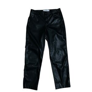 Hollister Jeans Juniors 11 Black High Rise Vegan Leather Cropped Straight Leg